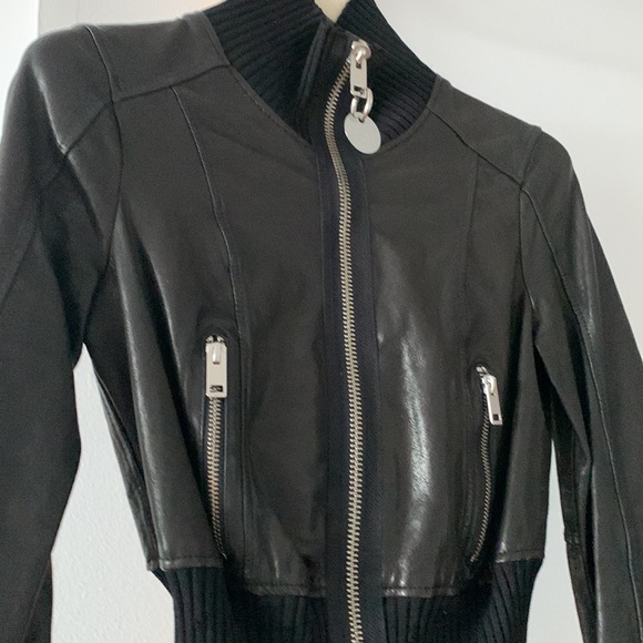 BNWT Diesel L-Lys-B Jacket Leather Jacket Distressed SZ XXS BLACK Hi Neck - Picture 4 of 11